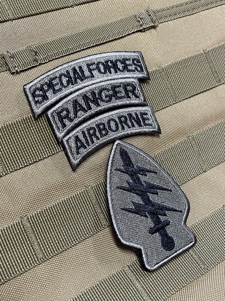 Special Forces Airborne Ranger Tabs Army Tactical 11B Hook Loop Patch Tan