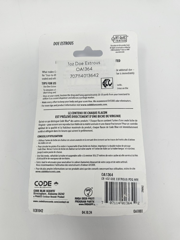 Code Blue 100% Pure Doe Estrous - 1 oz - OA1364