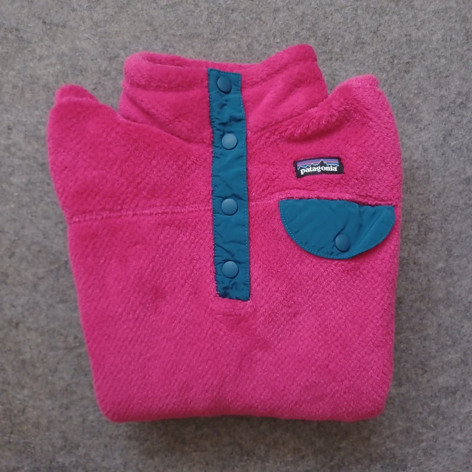 Patagonia Snap-T Fleece Jacket Girls Large 12 Pink Polartec Pullover Youth Fuzzy