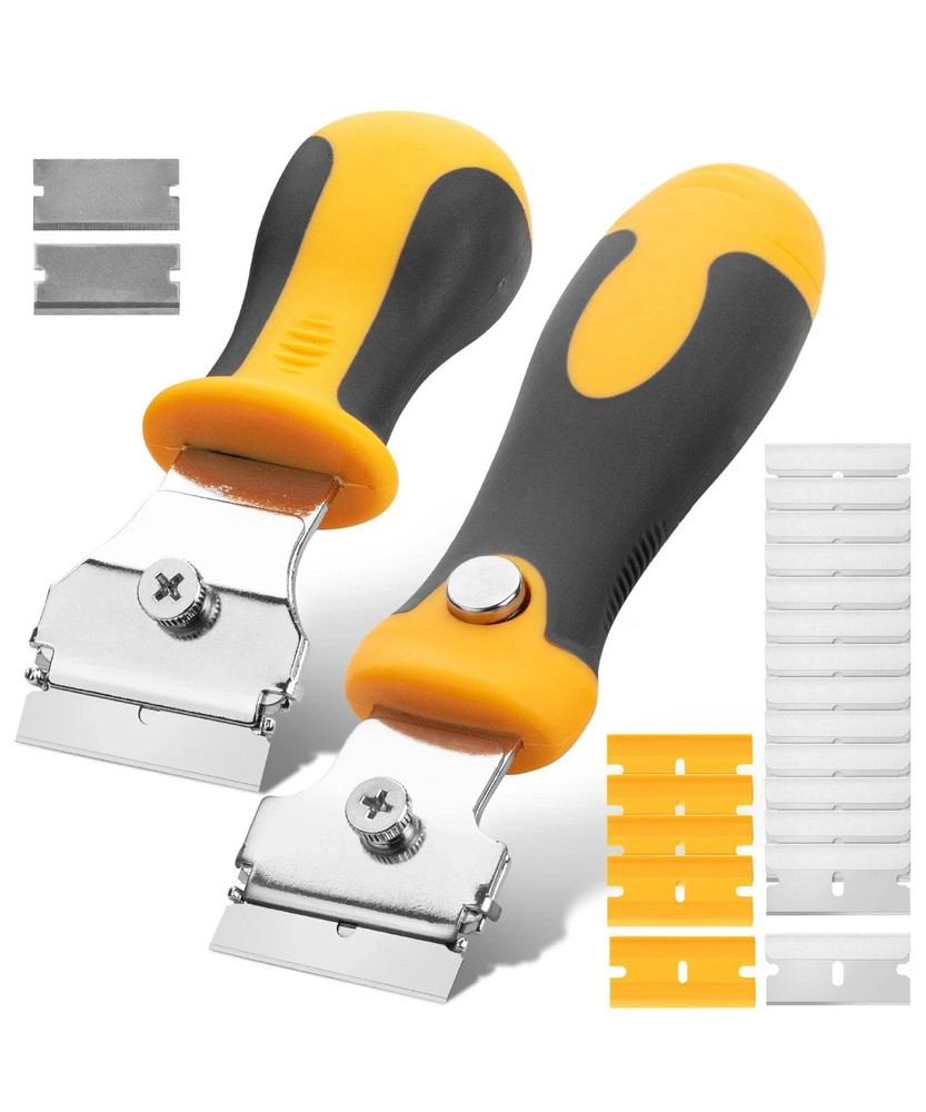 Razor Scraper Set 2pc Window Sticker Remover 20 Blades Durable Grip Handle