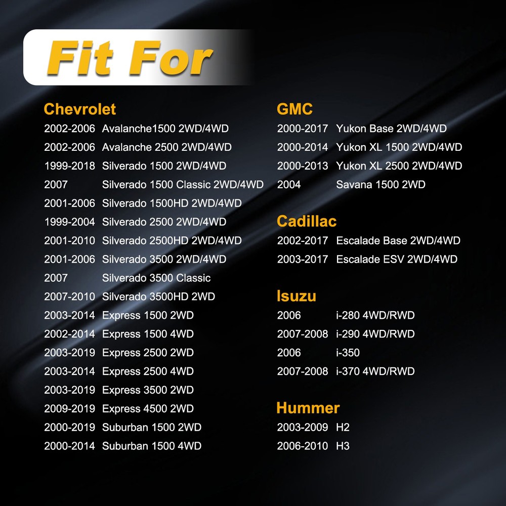 12x Front Alignment Cam Guide Pin for Escalade Base ESV 2002-2017 Models