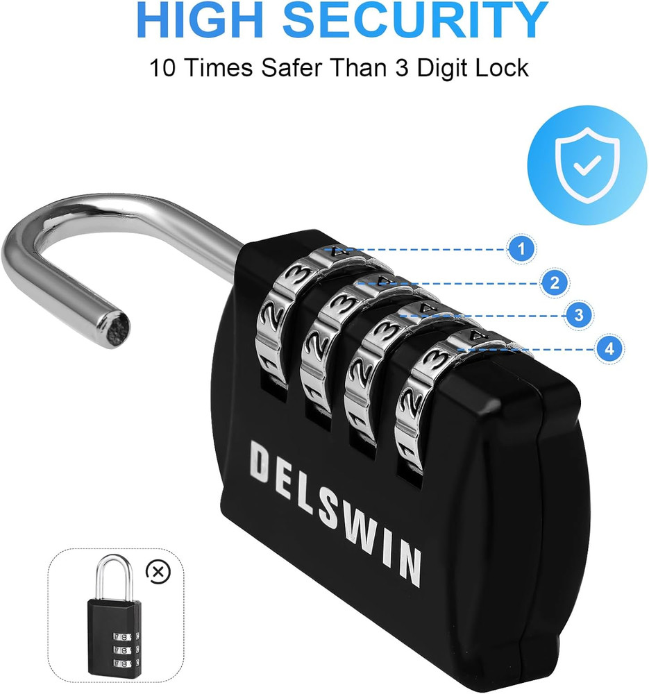 Small Combination Lock for Locker, 4-Digit Mini Combo Lock for Backpack and Lugg