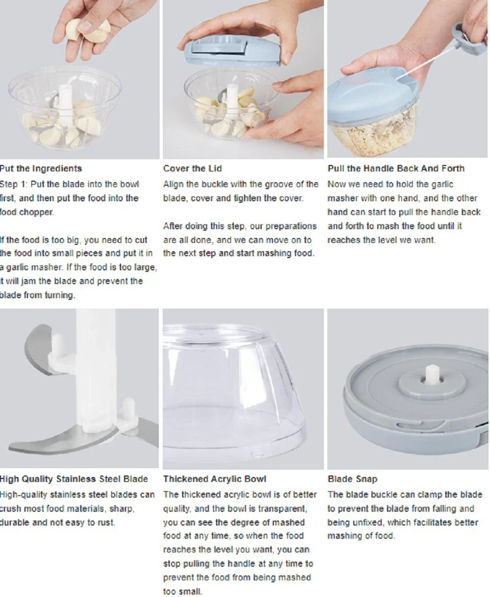 Manual Food Chopper Hand-Pull String – Portable Onion & Garlic Mincer