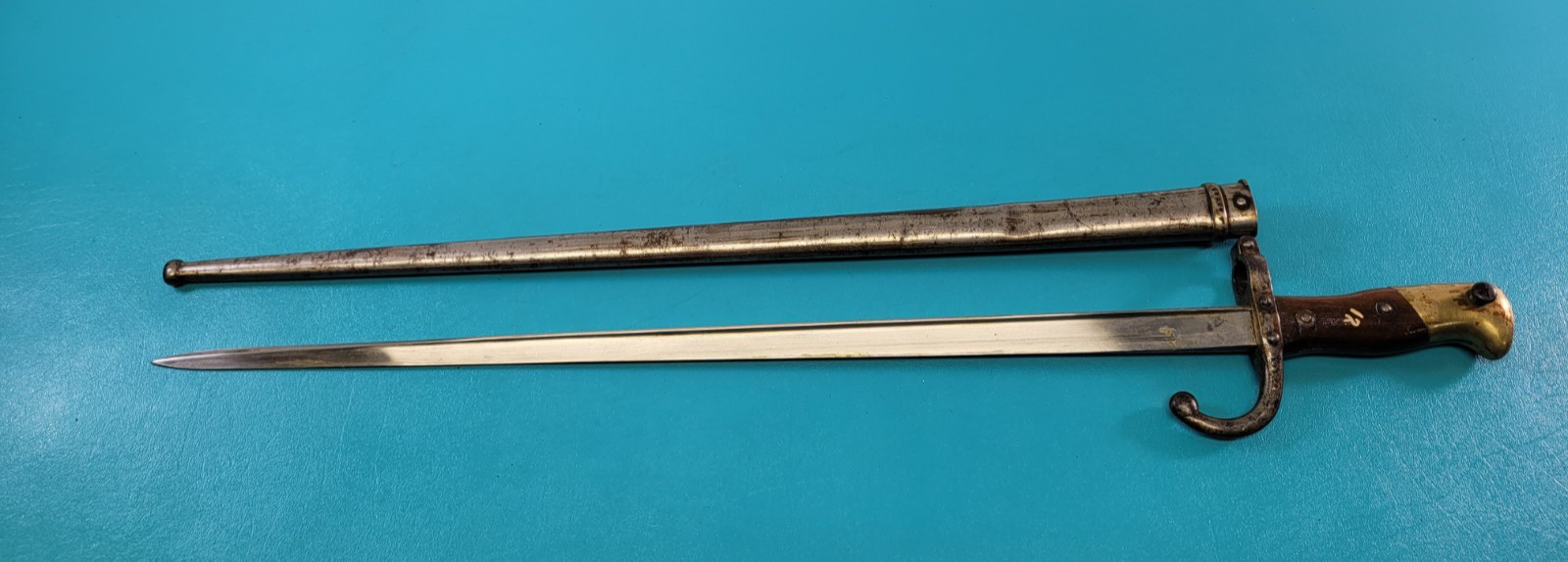 French Military Model 1874 Gras Rifle Bayonet Sword + Match S/N# Scabbard TR1033