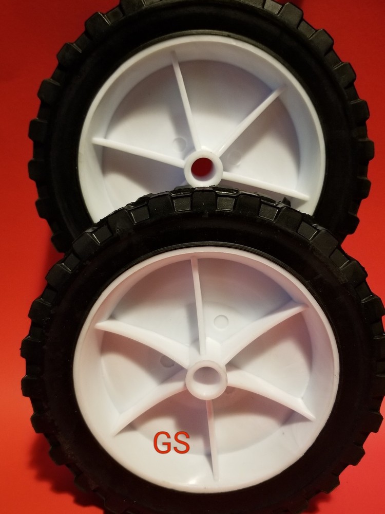 2pc 7" SEMI SOLID HARD RUBBER FLAT FREE REPLACEMENT TIRE WHEEL RIM MOWER CART