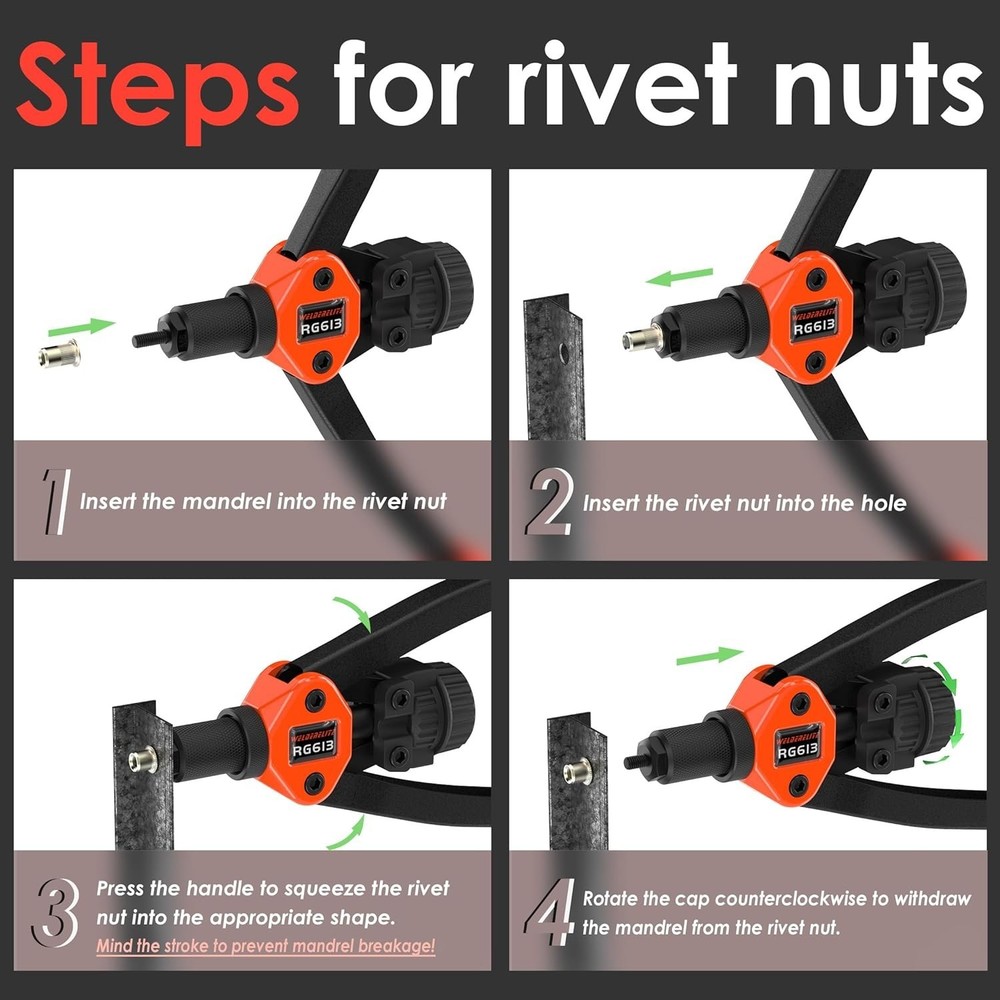 Dual-Function Rivet Nut Tool Rivet Gun Kit Including 405 pcs Rivet Nuts Blind...