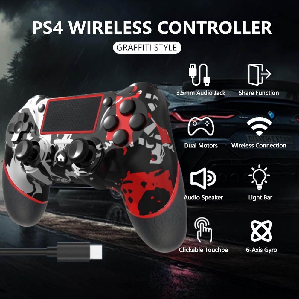 Wireless Controller for Ps4 Romote Compatible with Ps4/Slim/Pro/Windows PC, C...