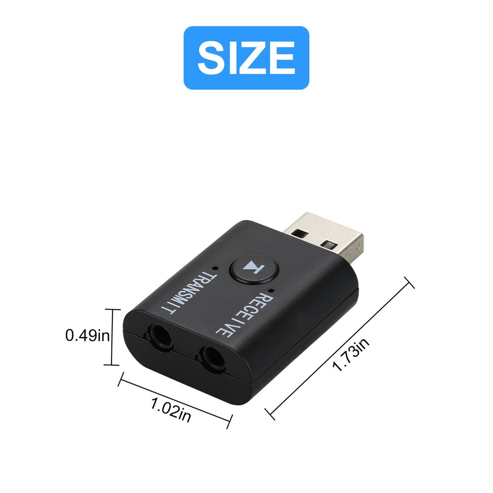 Wireless USB Bluetooth 5.0 Audio Transmitter Receiver Adapter 3.5mm For TV Car