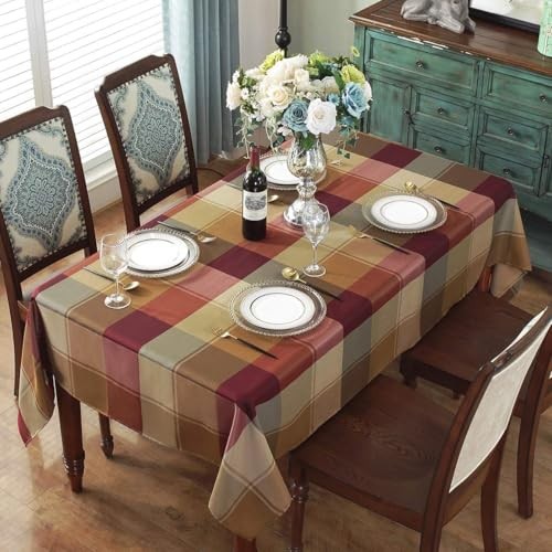 Rectangle Tablecloth Checkered Style Polyester 70" x 52" (Rectangular) Red