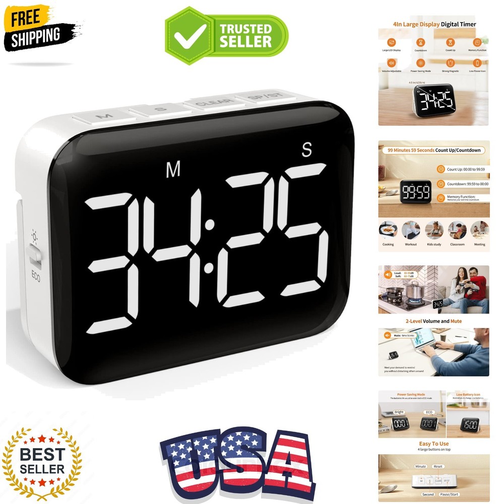 User-Friendly Countdown Timer with Adjustable Volume for Classrooms and Kitchens