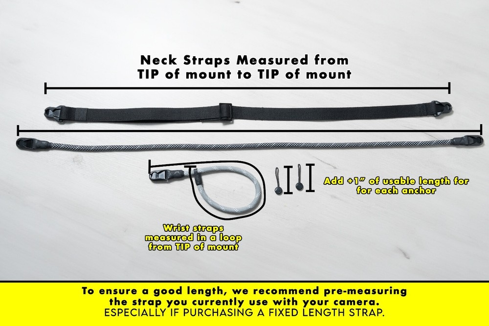 Dual Adjustable 30-52" Camera Strap w/ Peak Design Anchors & D-Ring Mount
