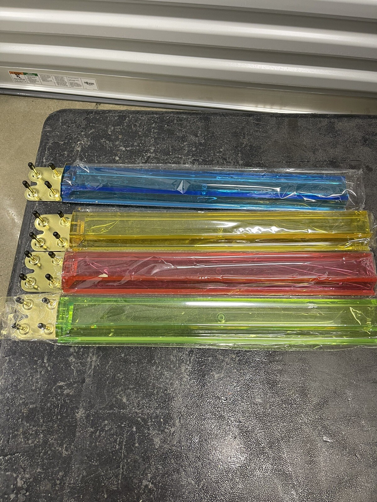 4 Clear Colored Mah Jong Racks With Money Holders - Multi-Color Acrylic Mahjong