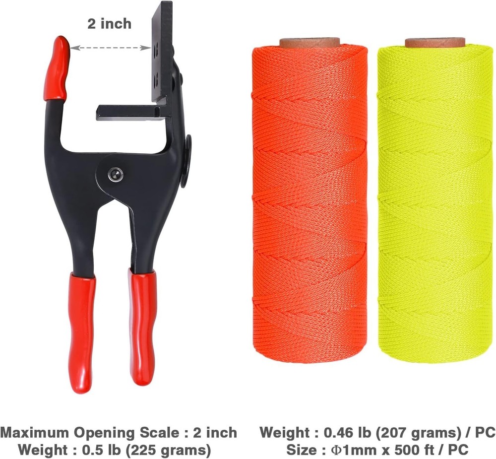 4Pcs Mason Line Clamps & String Line Rolls Concrete Tool Wall Blocks Alignment