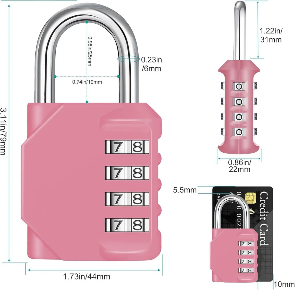 Weatherproof Pink Combination Padlock - 4-Digit Security for All Occasions