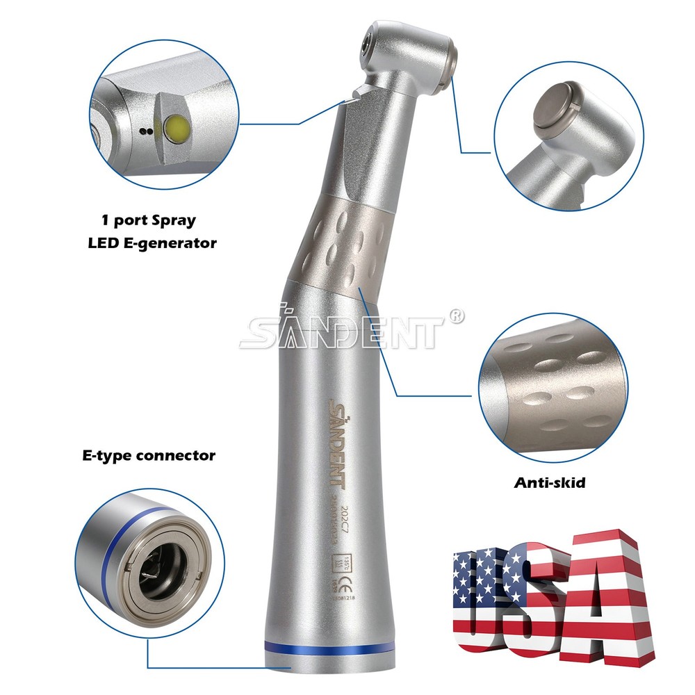 Dental 1:1 Contra Angle E-generator LED Internal Way Low Speed Handpiece E-type