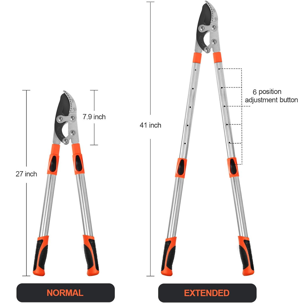 41" Extendable Anvil Lopper Tree Trimmer w/ Compound Action Chop Thicker Branch