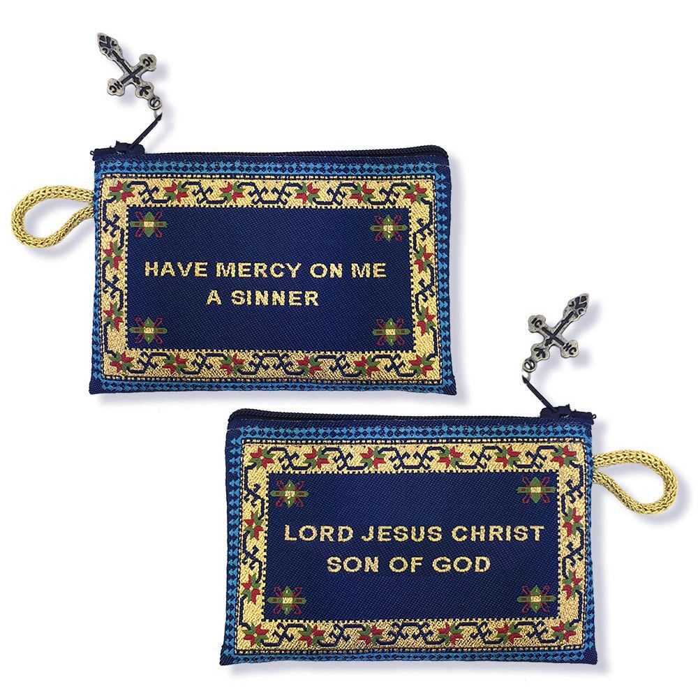 "Lord Jesus Christ" Reversible Tapestry Pouch, Blue