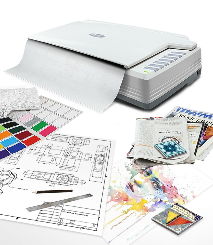 Plustek OpticPro A320E - A3 CCD Sensor Flatbed Scanner , Support Mac and Windows