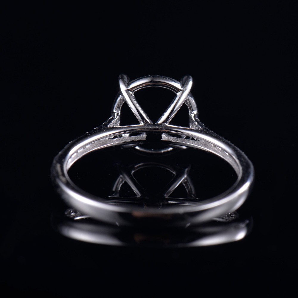 Natural Diamond Semi Mount Ring Setting Round 9.0mm Solid 14K White Gold