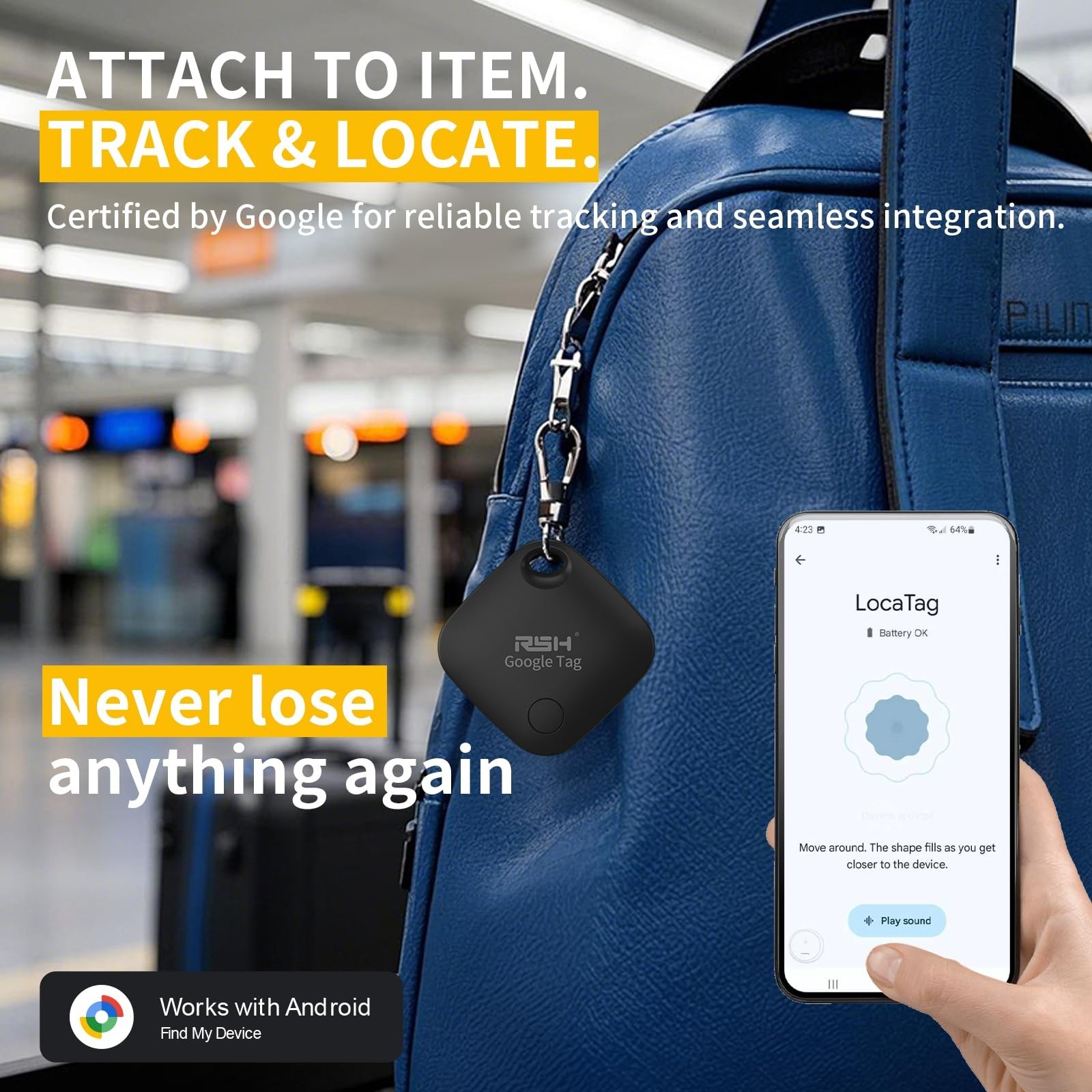 Air Tracker Tag for Android 4 Pack Luggage Tracker Tags 2026Update Works with...