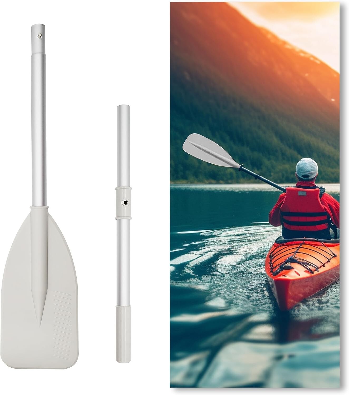 2 Sets- Aluminum Boat Oars Dinghy Paddle Board Kayak Canoe Row Boat Inflatable