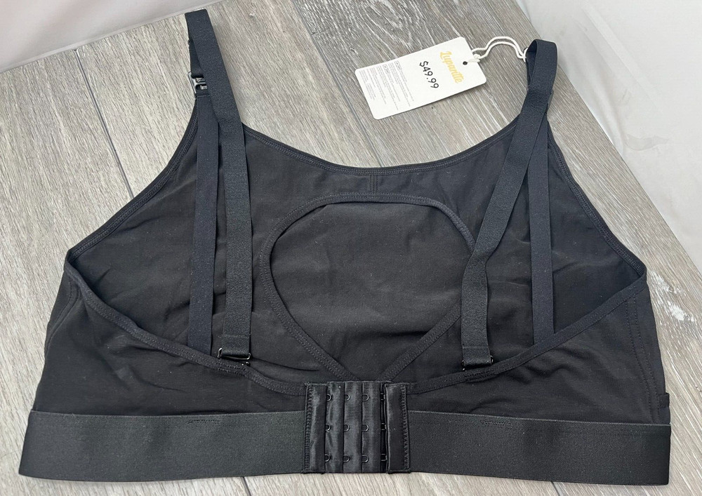 Lupantte Adjustable Strap Nursing Bra, Black Size XL