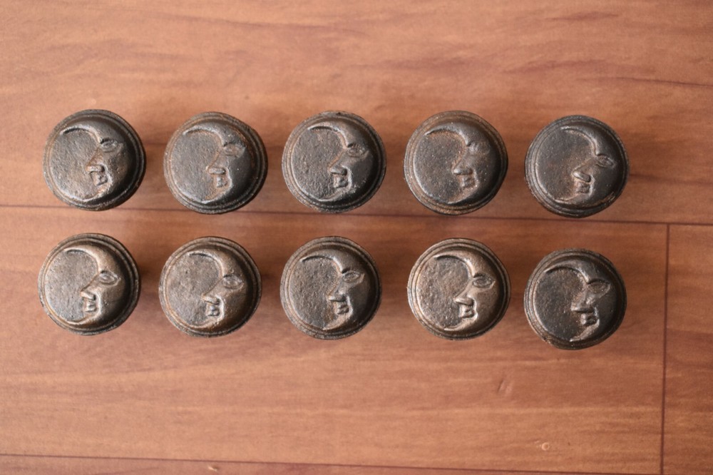 Iron door knobs cast cabinet moon drawer handles pull rustic hardwar 10 pcs