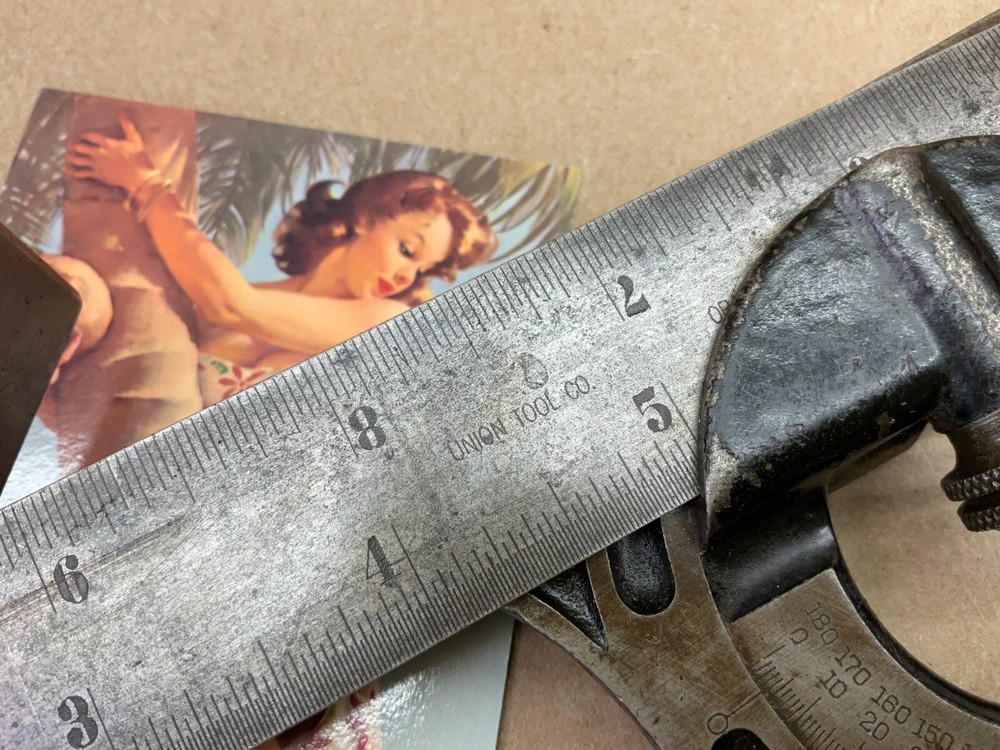 Union Combination Square Protractor Center Finder & Blade - Pro Vintage Tool