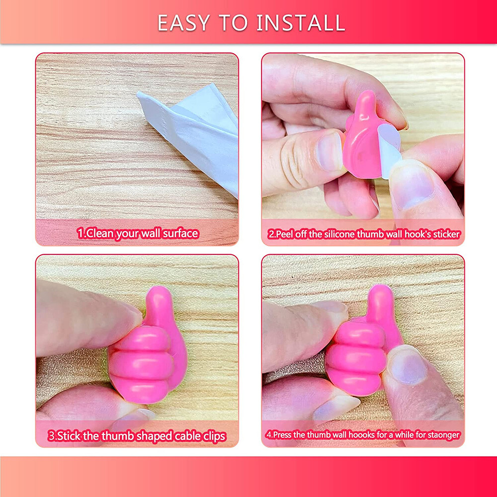 Thumb Wall Key Hook for Hanging Self Adhesive Cable Organizer Clip Holder