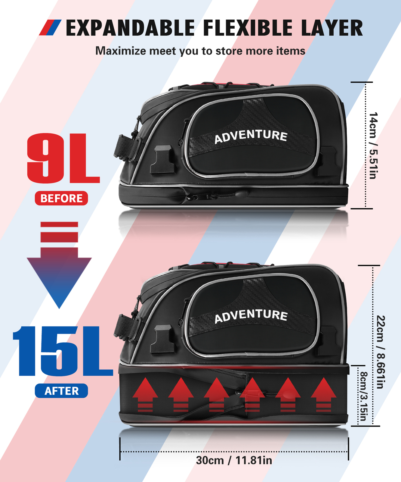 Motorcycle Tail Bag Seat Pack Travel Rear Luggage Rack Carry Bag Waterproof 15L