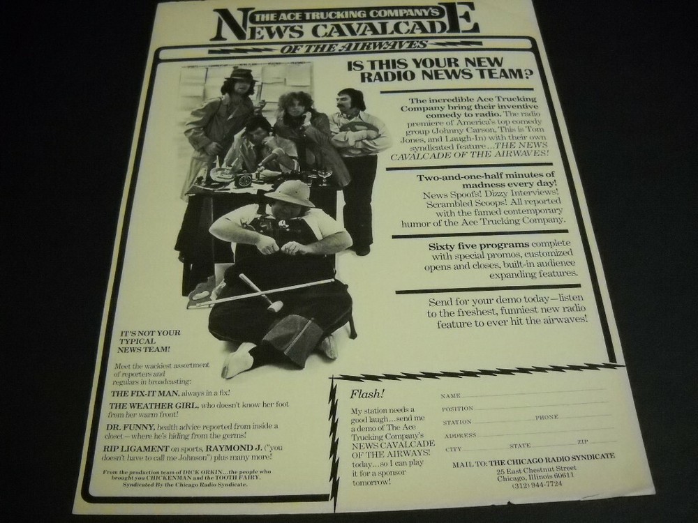 ACE TRUCKING COMPANY Is This Your Radio News Team? 1972 Promo Poster Ad