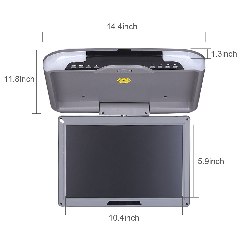 13'' Car Trunk Screen Flip Down Roof Mount Monitor Overhead TFT LCD Screen Gray