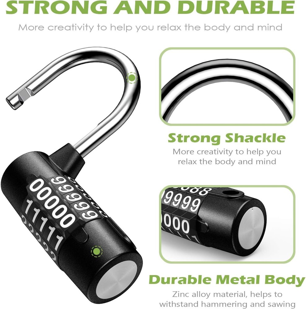 KeeKit 5 Digit Combination Lock, Re-settable Padlock, Outdoor...