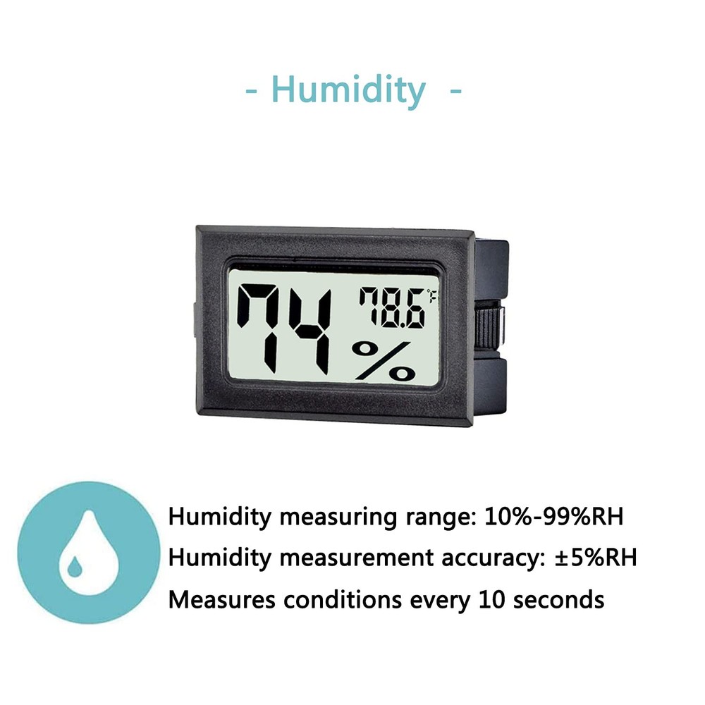 TASOGEN 6 Pack Mini Digital Thermometer Hygrometer,Indoor Temperature Black