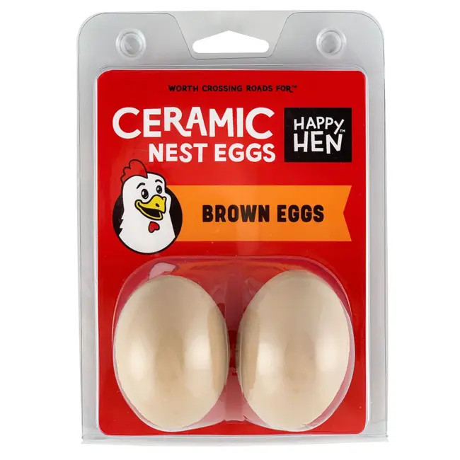 Happy Hen Ceramic Nest Eggs Brown 2 Count