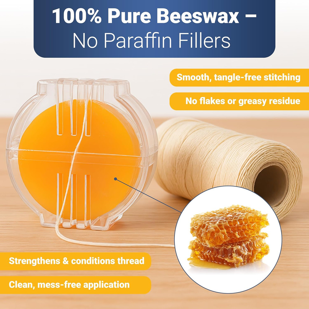 Thread Wax and Thread Conditioner - Contains Beeswax for Sewing and Gloss Thread