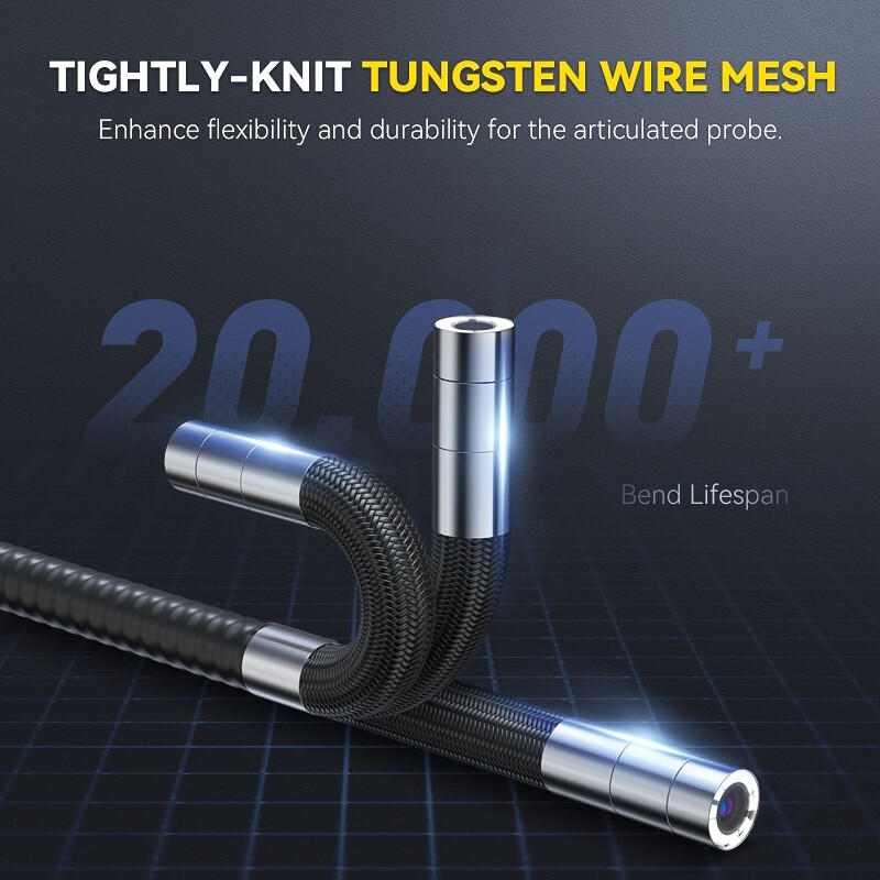 Ralcam 4-Way 720° Articulating Borescope Industrial Endoscope Inspection Camera