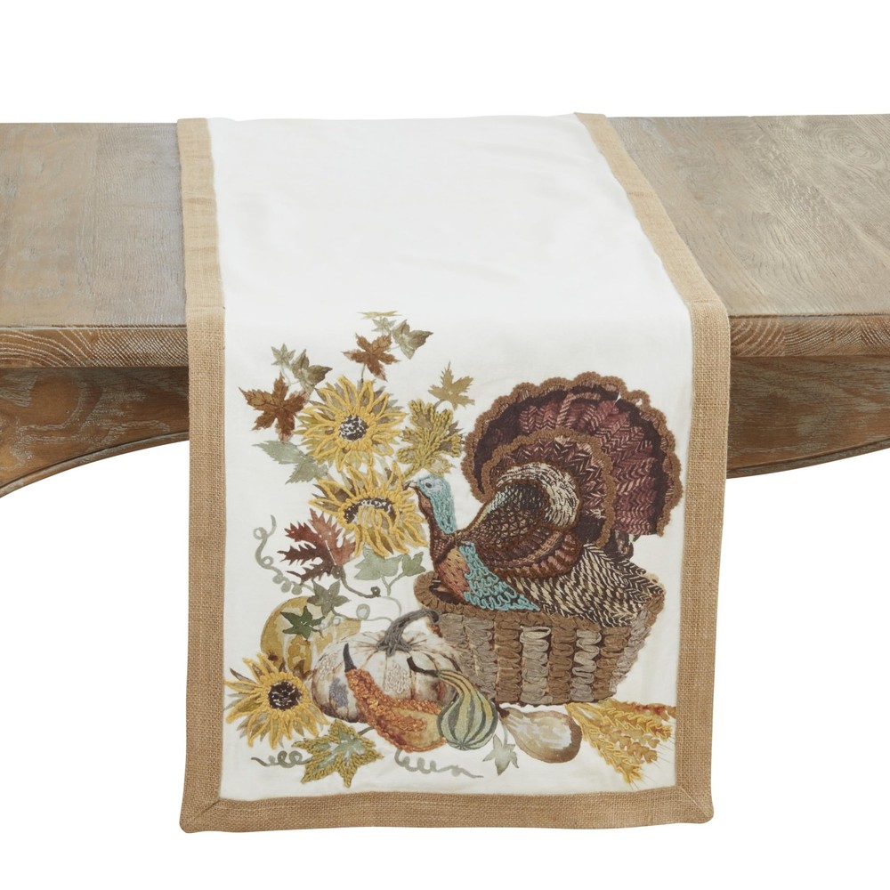 Embroidered Turkey Table Runner
