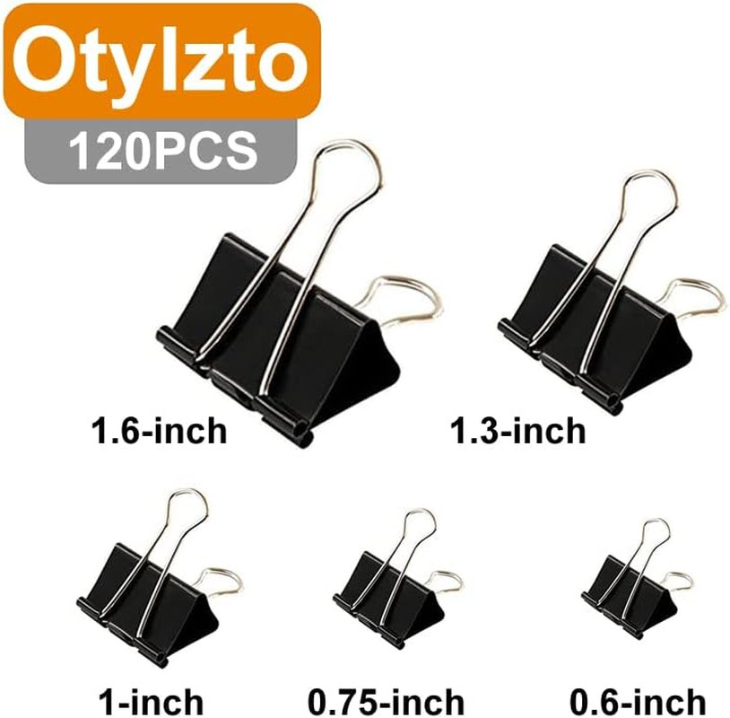 120Pcs Binder Clips Assorted Size Office Clips with Clear Storage Container
