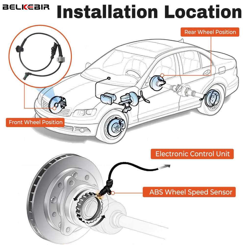 4PCS ABS Wheel Speed Sensor Front & Rear, Left & Right Compatible with 2007-2014