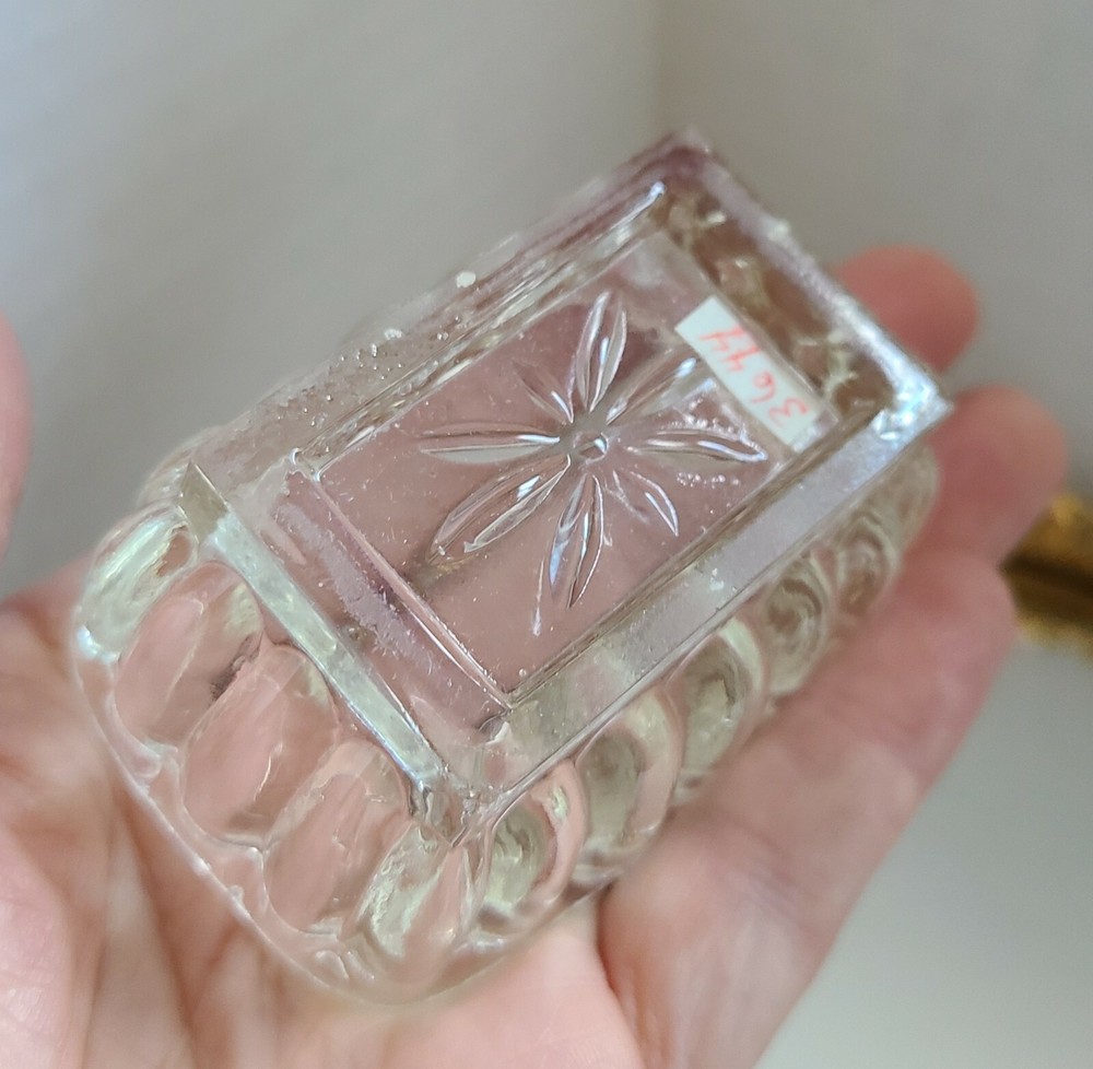 vtg CLEAR rectangular shape MASTER SALT CELLAR DIP OPEN MINT DISH Free Ship US