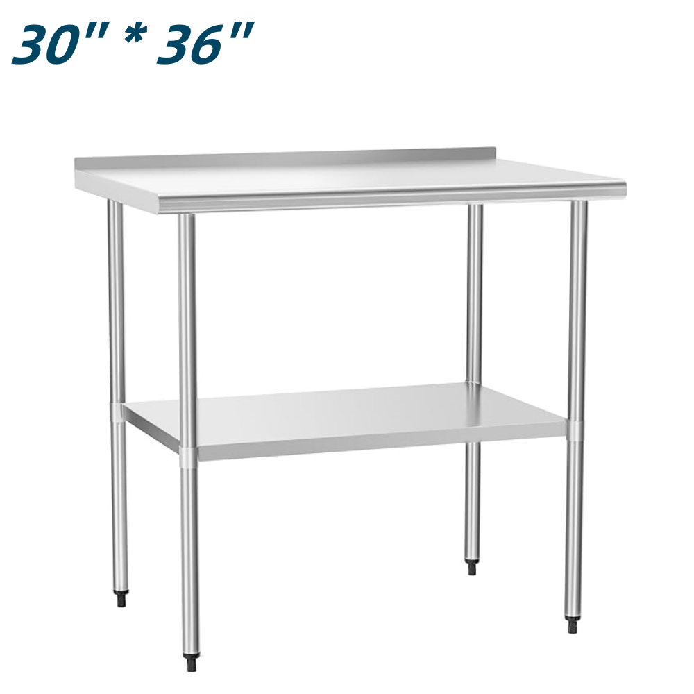 Stainless Steel Commercial Kitchen Food For Prep Table Work with Backsplash NSF