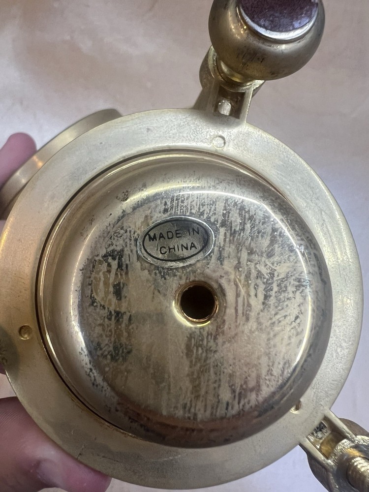 NAUTICAL 3-SIDED BRASS - CLOCK, BAROMETER, THERMOMETER & COMPASS Untested READ