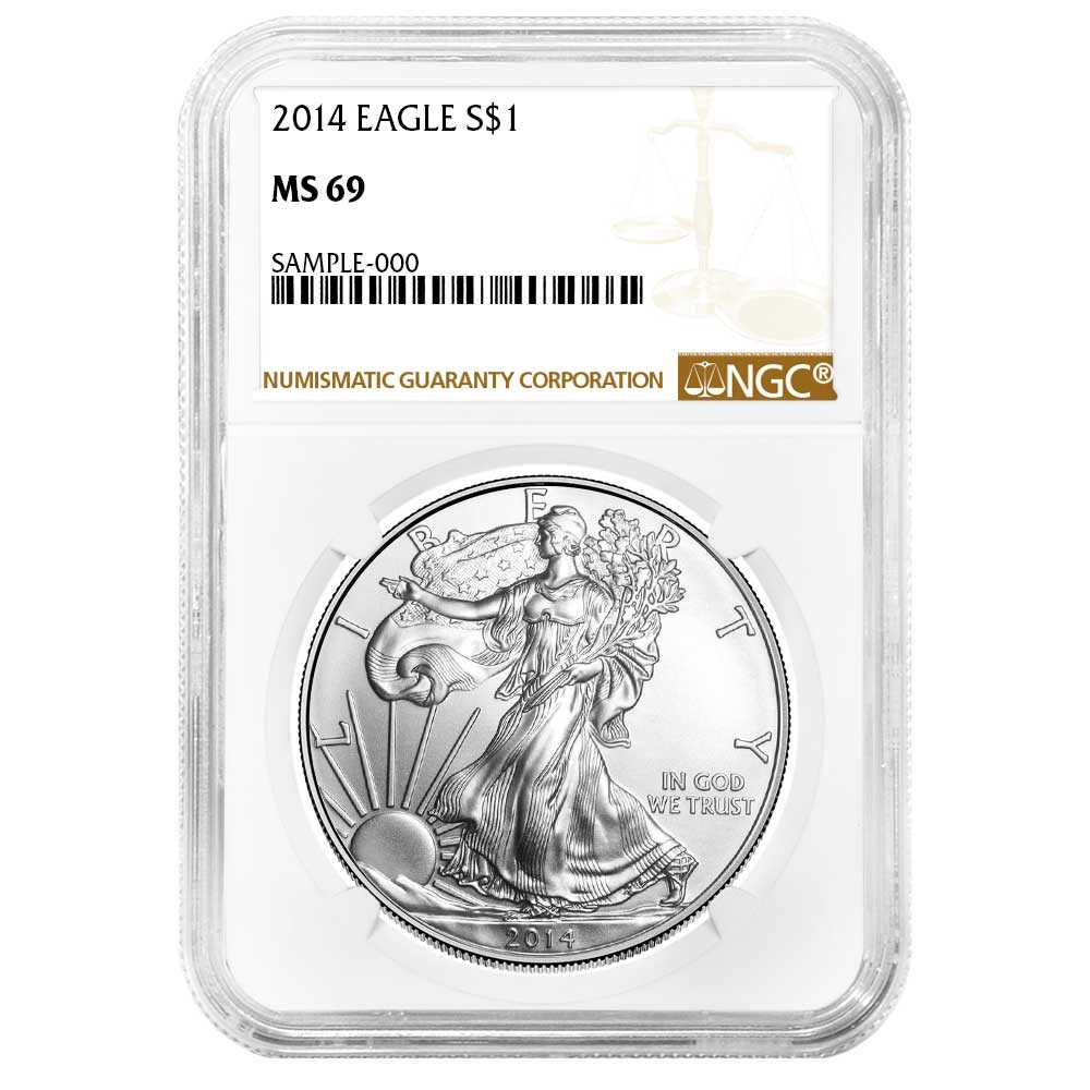 2014 $1 American Silver Eagle NGC MS69 Brown Label