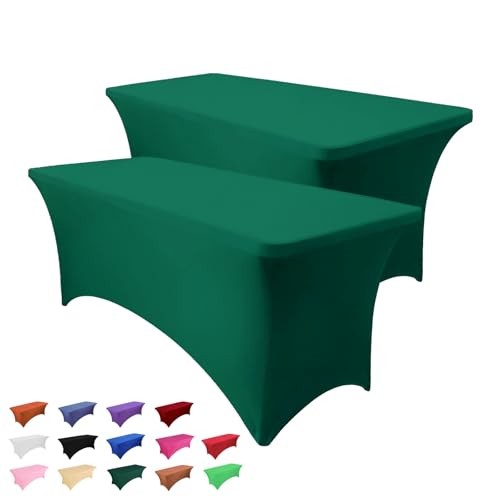 2 Pcs 6FT Table Cloth for Rectangle Table - Tablecloth 70" x 30"-2 pack Green