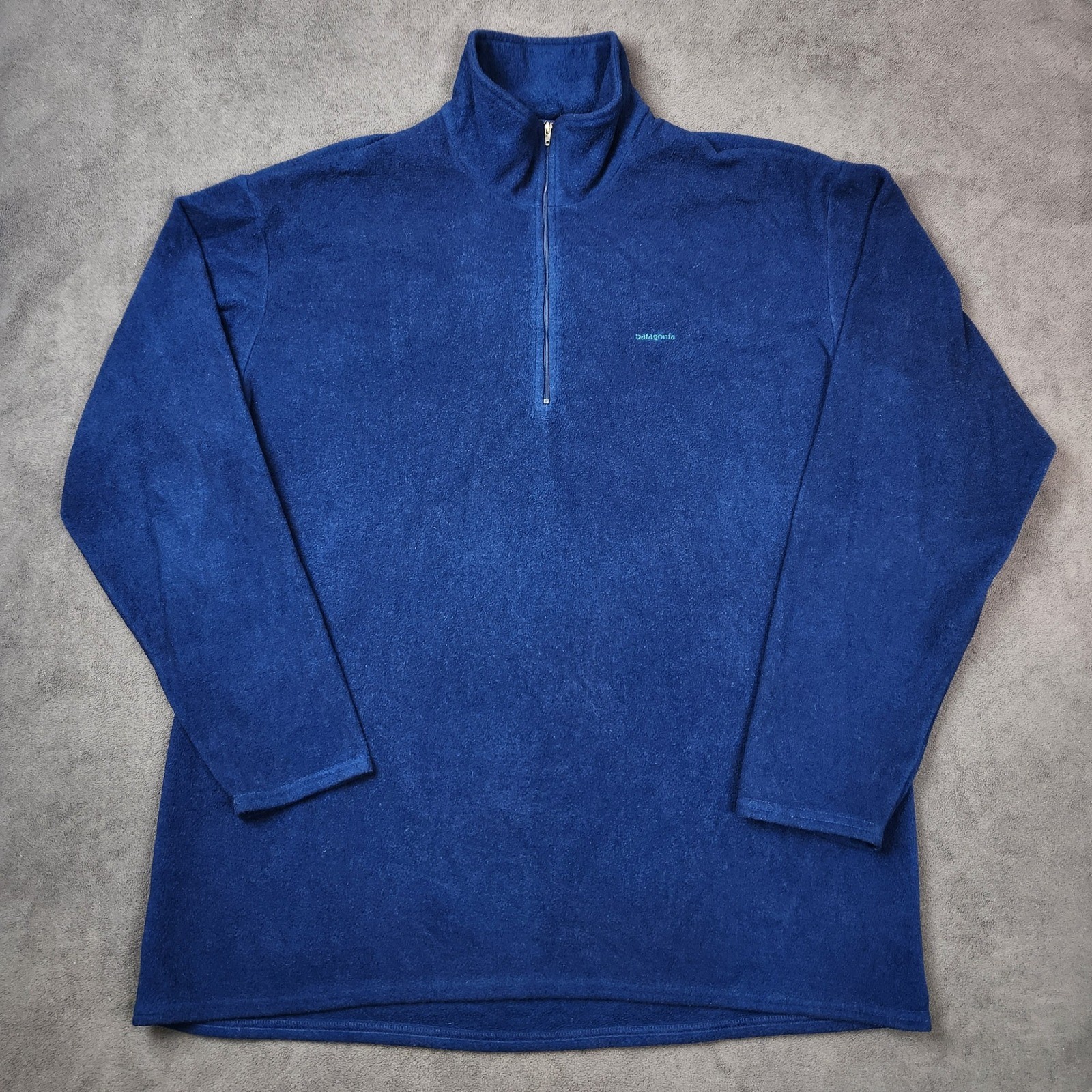 Vintage Patagonia Capilene Fleece 1/4 Zip T Pullover Mens XXL Blue Sweater USA