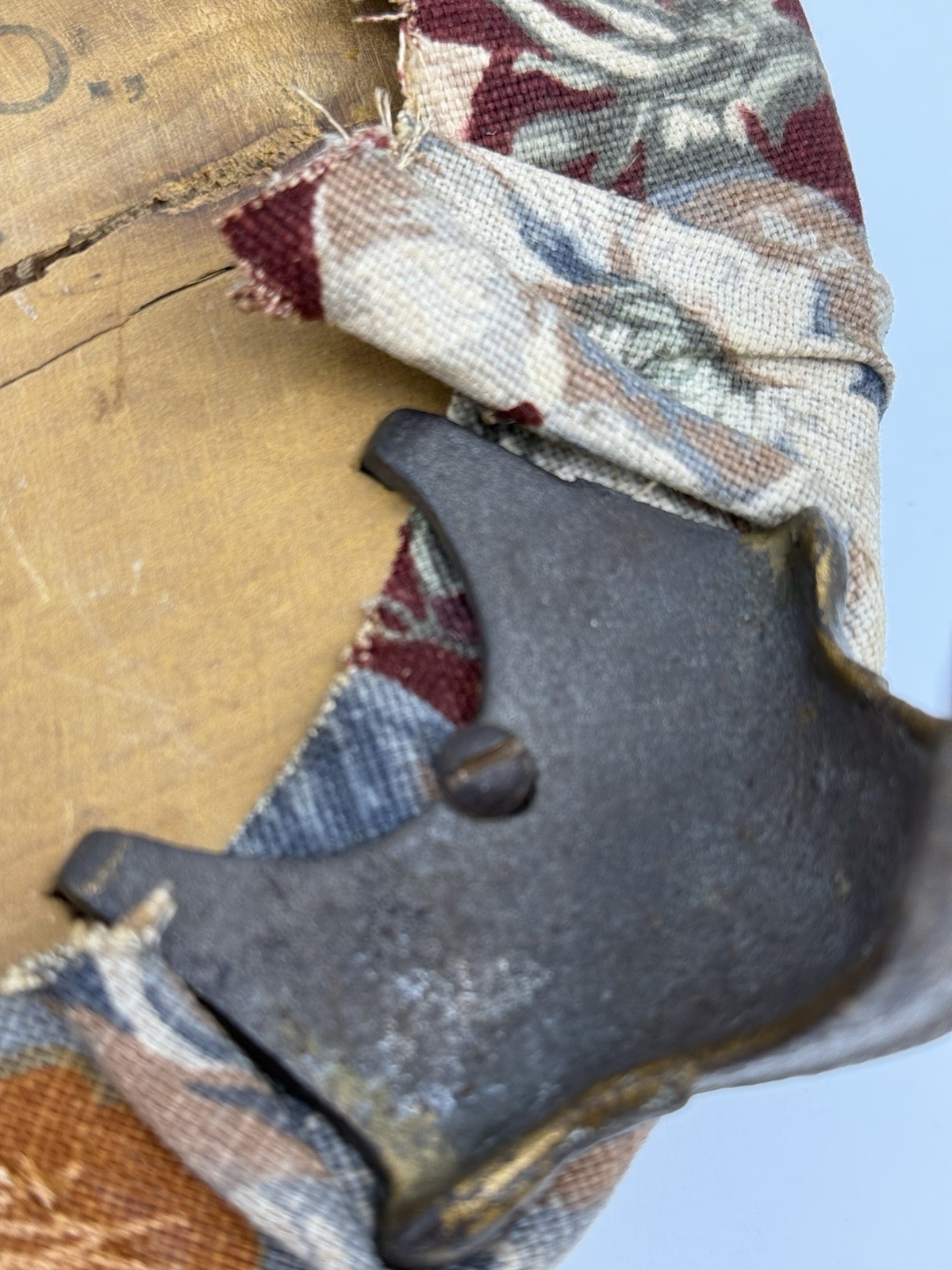 Victorian Cast Iron Wood Foot Stool w Original Upholstery C. A. Dorney Furniture