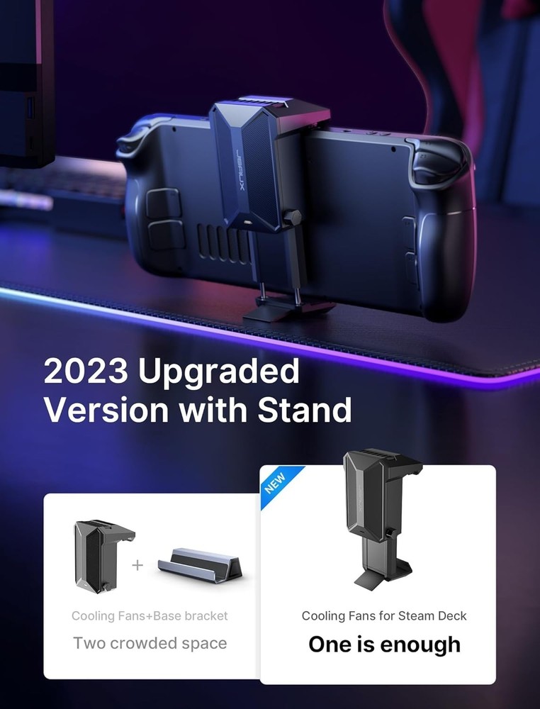 Efficient Cooling Fan for Steam Deck - Adjustable Speed & Hands-Free Stand