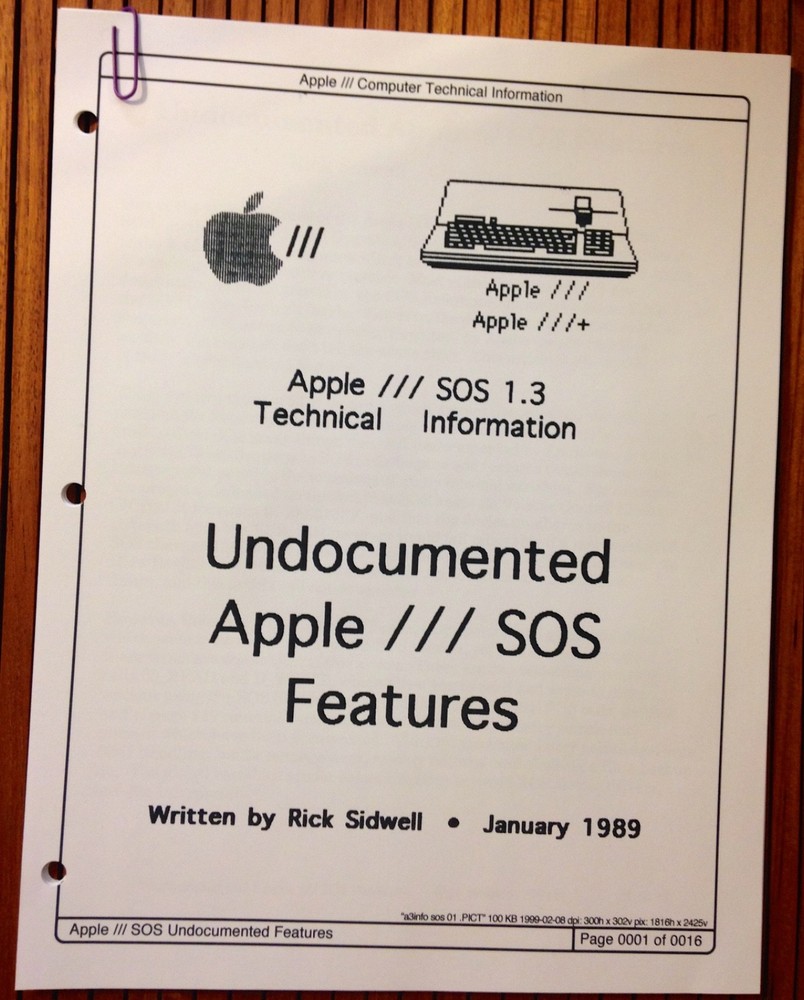 Undocumented Apple  / SOS Features / Apple III Home Computers