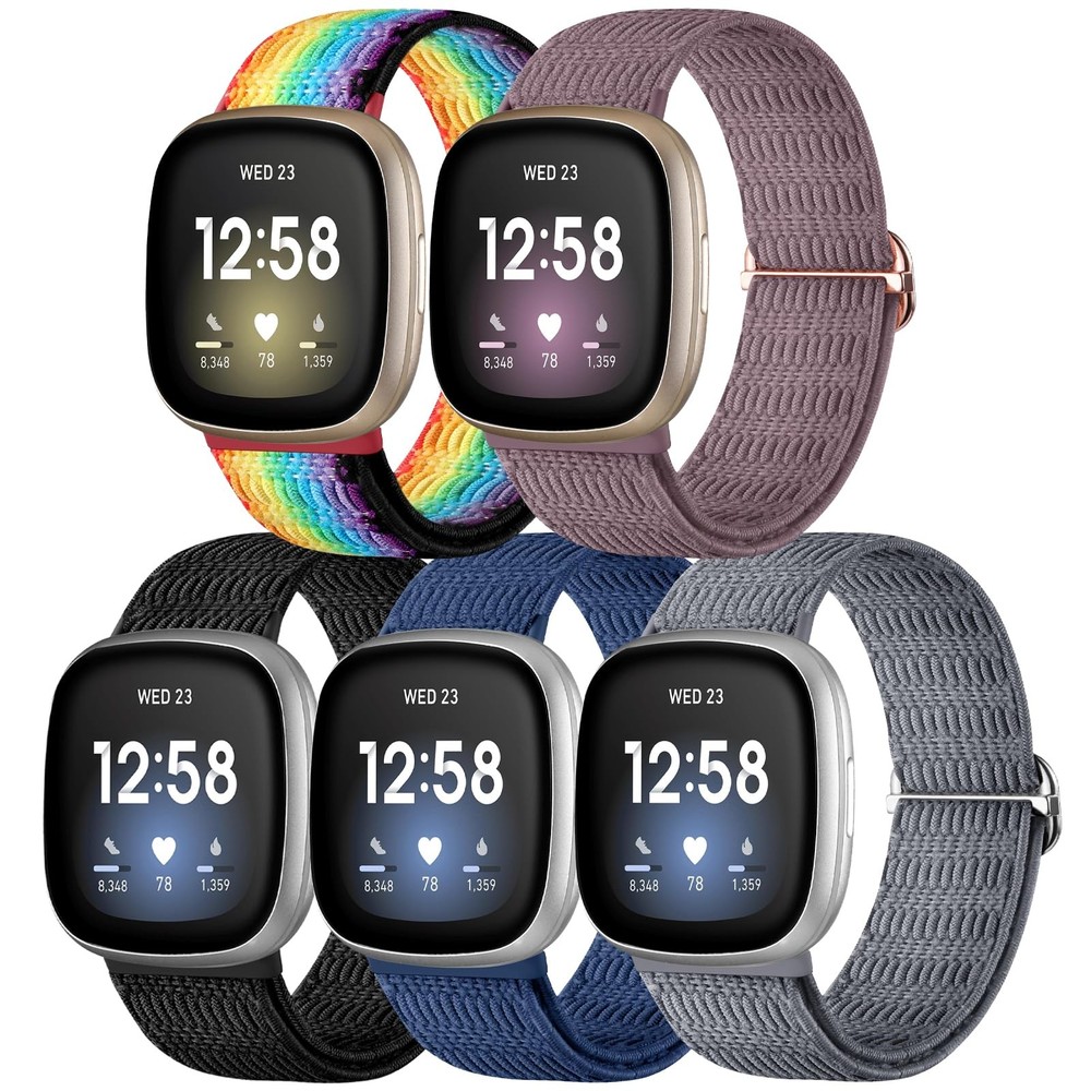 5 Pack Elastic Bands Compatible with Fitbit Versa 4/Fitbit Versa 3/Fitbit Sen...
